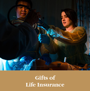 Medical students during a simulation. Gifts of Life Insurance